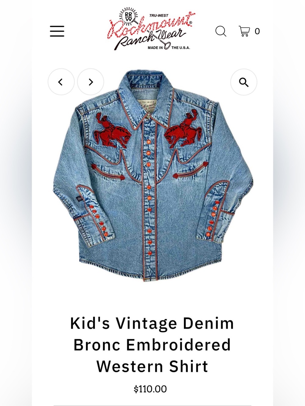EUC TRU-WEST ROCKMOUNT RANCH WEAR GIRLS DENIM SNAP WESTERN BUTTON DOWN SHIRT - Picture 6 of 7